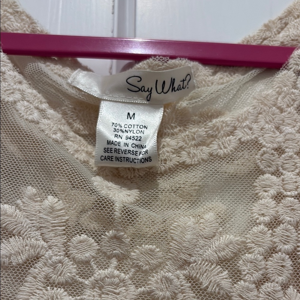 Say What? Cream/ Ivory Lace Sleeveless Top - Picture 3 of 5